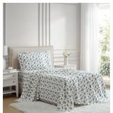 Lenox Holiday Flannel Sheet Set - Holly Green - QUEEN