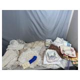 Large Assortment of Vintage Doilies, Tablecloths, More