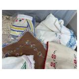 Large Assortment of Vintage Doilies, Tablecloths, More