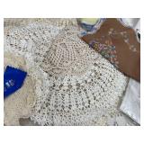 Large Assortment of Vintage Doilies, Tablecloths, More