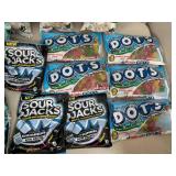 Assorted Candy, Popcorn, Cotton Candy, Sour Jacks, Dots