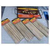 New BBQ Grill Topper, Grill Brush, 400 Bamboo Wood Skewers