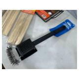 New BBQ Grill Topper, Grill Brush, 400 Bamboo Wood Skewers