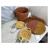 Assorted Woven Baskets, Dishes, Wall Decor