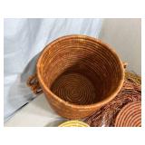 Assorted Woven Baskets, Dishes, Wall Decor