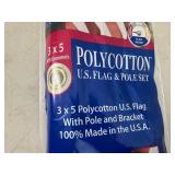 New 3 x 5 ft American Flag with Pole and Bracket
