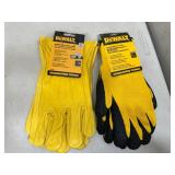 New Dewalt Leather Gloves and Coated Gripper Work Gloves - Size Large
