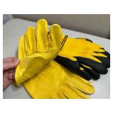 New Dewalt Leather Gloves and Coated Gripper Work Gloves - Size Large