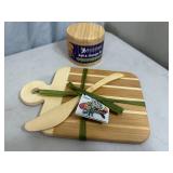 New Bamboo Cheese Board Set, Salt Storage Box