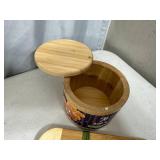 New Bamboo Cheese Board Set, Salt Storage Box