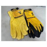 New Dewalt Leather Gloves and Coated Gripper Work Gloves - Size XL