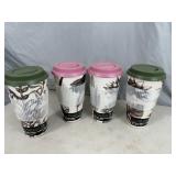 4 New Bamboo Fiber Coffee Mugs with Lid and Heat Sleeve