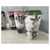 4 New Bamboo Fiber Coffee Mugs with Lid and Heat Sleeve