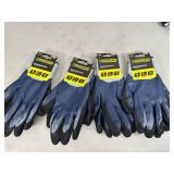 5 New Pairs of True Grip Water Resistant Work Gloves - Size XL