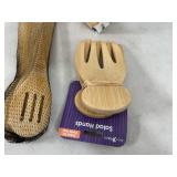 New Bamboo Utensil Set, Mortar and Pestle, Salad Hands