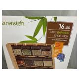 New Kamemstein 16 Jar Bamboo Spice Rack FILLED with Spices