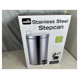 New 20 Liter Stainless Steel Trash Can - Step Style