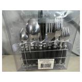 New 20 pc Flatware Set with Chrome Caddy