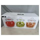 New 3 pc Glass Canister Set