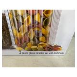 New 3 pc Set of Glass Kitchen Canisters