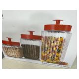 New 3 pc Set of Glass Kitchen Canisters