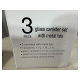 New 3 pc Set of Glass Kitchen Canisters