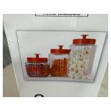 New 3 pc Set of Glass Kitchen Canisters