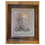Vintage framed blue bird print