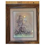 Vintage framed blue bird print