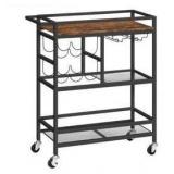 MAHANCRIS 3 Tier Rolling Bar Cart with Wine Rack $40.99 Retail - Brand New