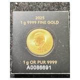 2025 CANADIAN MAPLE LEAF 1 GRAM .9999 FINE GOLD