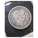 1900 US BARBER DIME
