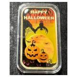 1 TROY OZ .999 FINE SILVER HAPPY HALLOWEEN BAR IN COLOR