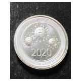 2 TROY OZ .999 FINE SILVER 2020 COVID ROUND
