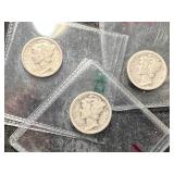 3 US MERCURY DIMES 1925P-D-S