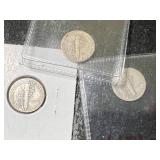 3 US MERCURY DIMES 1929P-D-S