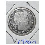 1897 US BARBER QUARTER