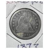 1873 US SEATED LIBERTY QUARTER
