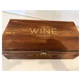 The Wine Savant Whiskey Glass Gift Set Wood Box 2 Glasses Complete