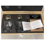 The Wine Savant Whiskey Glass Gift Set Wood Box 2 Glasses Complete
