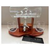 The Wine Savant Ship Decanter Set w Stand & 2 Glasses Boxed