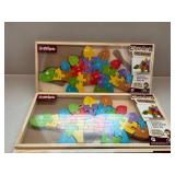 BeginAgain Dino A to Z Wooden Alphabet Puzzle Lot of 4 Boxed