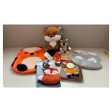 Fox Themed Kids Gift Lot Plush Backpack, Mittens, Pouch, Pacifier, Bib and Plush Toys Decor Assorted