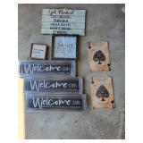 Assorted Wall Signs - Get Naked Half Bath, Family Sign, Welcome-ish & Ace Spades Cards