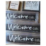 Assorted Wall Signs - Get Naked Half Bath, Family Sign, Welcome-ish & Ace Spades Cards