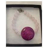 SOTAPOP Bead Bracelet with Large Marble Cabochon Centerpiece 8ct