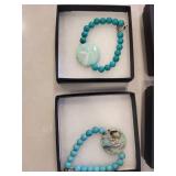 Sotapop Turquoise Bead Bracelet with Round Marbled Pendant (Lot of 10)