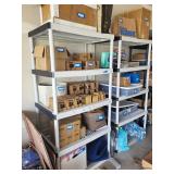 Two Plastic Storage Shelving Units white