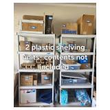 Two Plastic Storage Shelving Units white