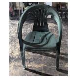 Pair of Green Outdoor Plastic Stacking Chairs
